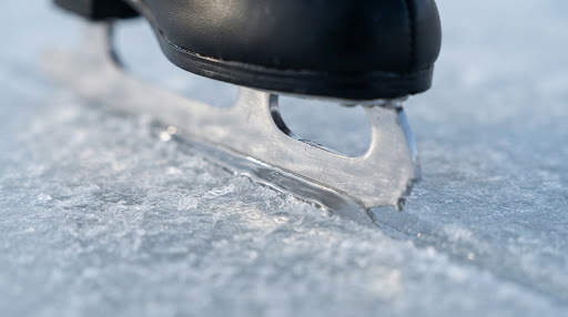 Ice-skate blade on ice